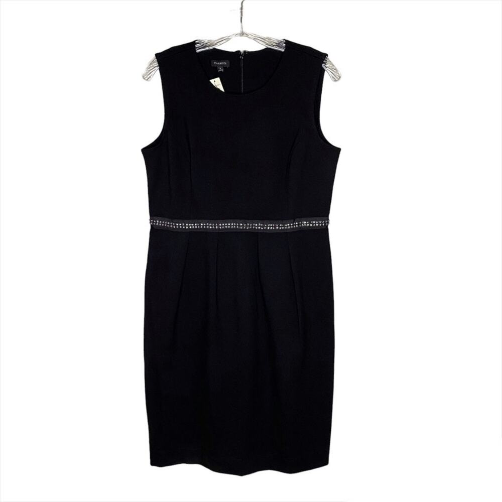 NWT Talbots Sleeveless Beaded Waist Ponte Knit Sheath Dress Cocktail Black 8